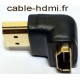 Adaptateur HDMI angle droit male - femelle - plaqué OR