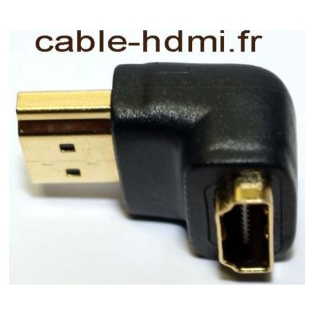 Adaptateur HDMI angle droit male - femelle - plaqué OR