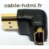 Adaptateur HDMI angle droit male - femelle - plaqué OR