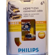 Cable HDMI - DVI Philips 24K Gold HDTV Optimisé 2m -60%