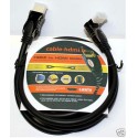 Cable HDMI Angle droit 1.3 Or 24k DVD XBOBX 0,5m/1m/1,5m/2m