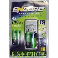 Chargeur Encore + 4x Piles rechargeables AA 2700mAh