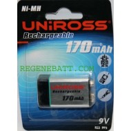 Piles rechargeables UNIROSS 9v 170mAh NiMH