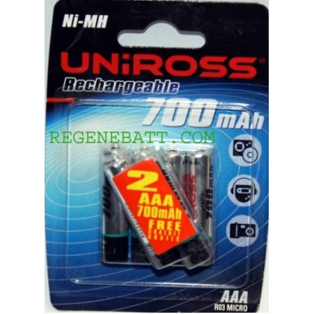 Piles rechargeables UNIROSS AAA 700mAh NiMH Telephone (x6)