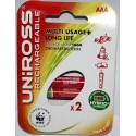 Piles rechargeables Uniross AAA Conserve Charge 1 an (x2/x4/x8)