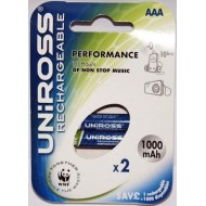 Piles rechargeable UNIROSS AAA 1000mAh NiMH Performant (x2)