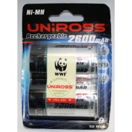 Piles rechargeables UNIROSS LR20 D 2600mAh NiMH (x2/x4)